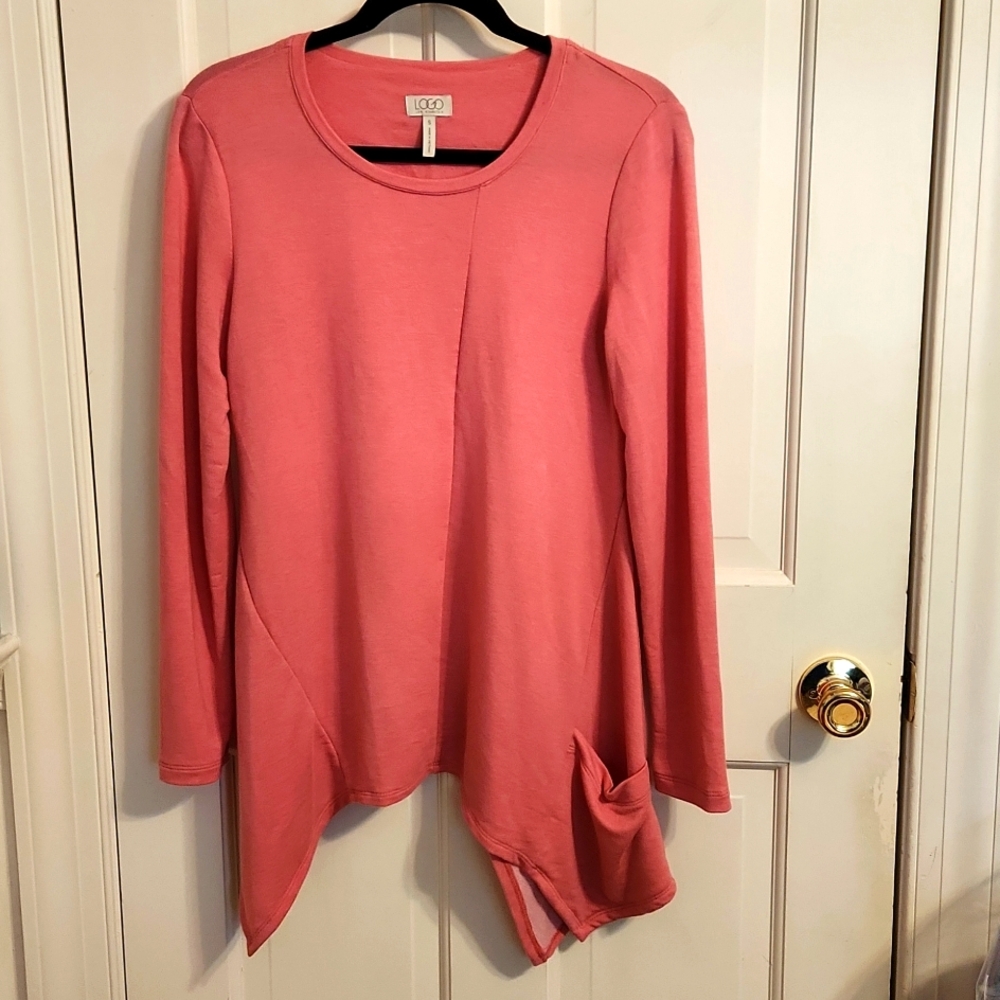 LOGO Lori Goldstein Tunic Top Pink Women's Small